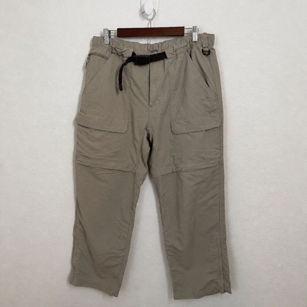The North Face Men’s Large Convertible Zip Off Hiking Pants Khaki Nylon